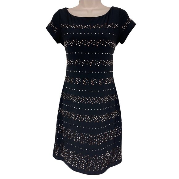 Size XS X-SMALL WHITE‎ HOUSE BLACK MARKET SILVER & GOLD STUDDED DRESS Evening - Picture 1 of 4